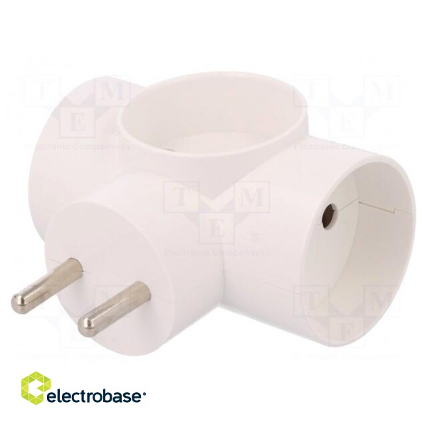 Connector: AC supply | splitter | 2P | 250VAC | 16A | Type: round | white фото 1