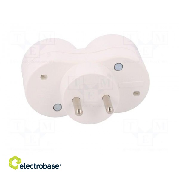 Connector: AC supply | splitter | 2P | 250VAC | 16A | Type: round | white фото 4