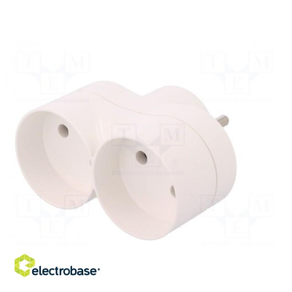 Connector: AC supply | splitter | 2P | 250VAC | 16A | Type: round | white image 6