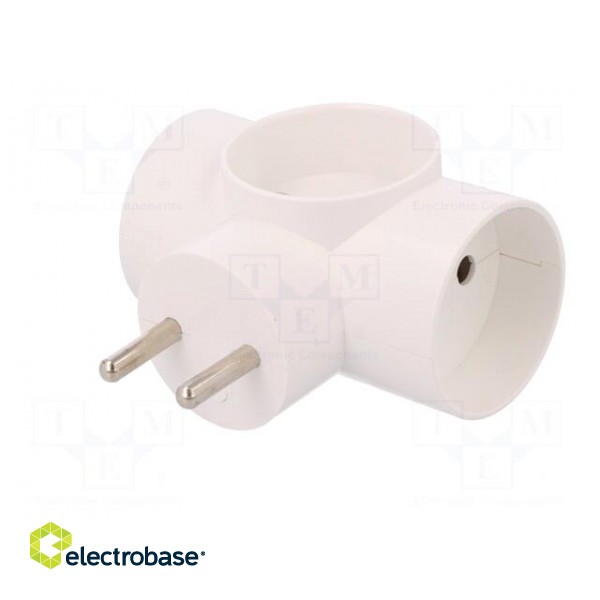 Connector: AC supply | splitter | 2P | 250VAC | 16A | Type: round | white фото 2