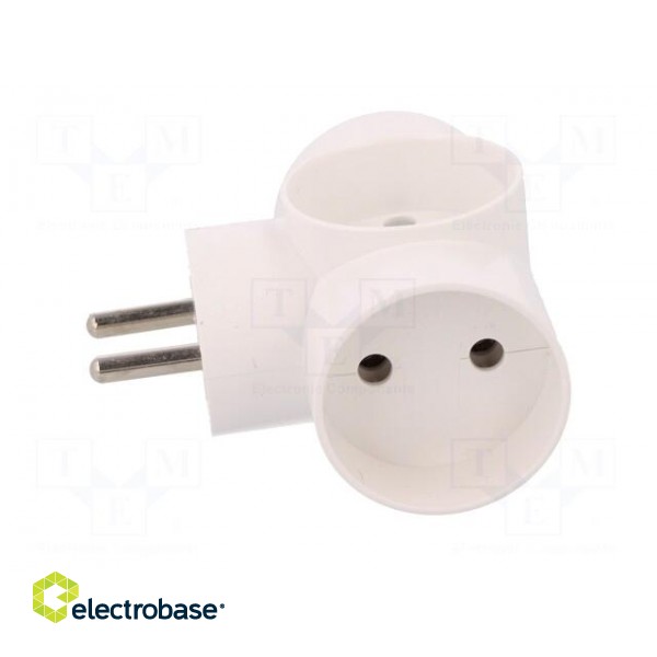 Connector: AC supply | splitter | 2P | 250VAC | 16A | Type: round | white фото 3