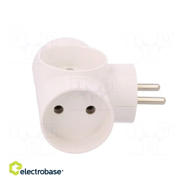 Connector: AC supply | splitter | 2P | 250VAC | 16A | Type: round | white image 6