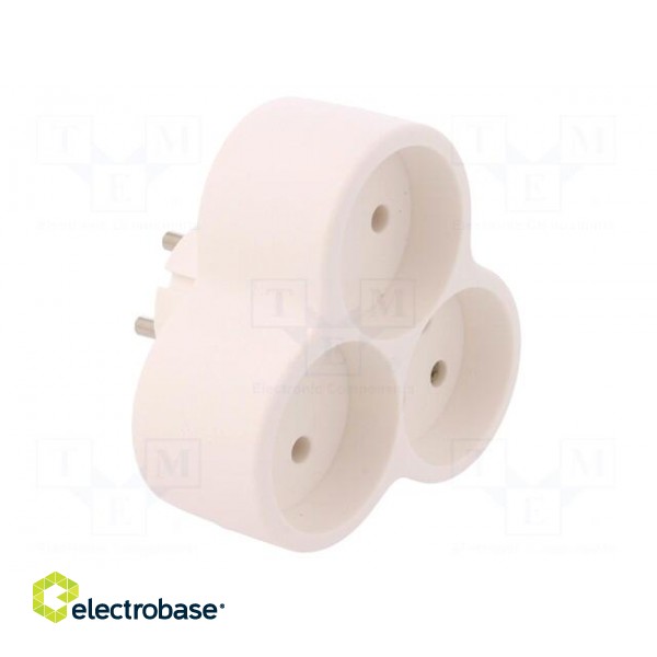 Connector: AC supply | splitter | 2P | 250VAC | 16A | Type: round | white image 8