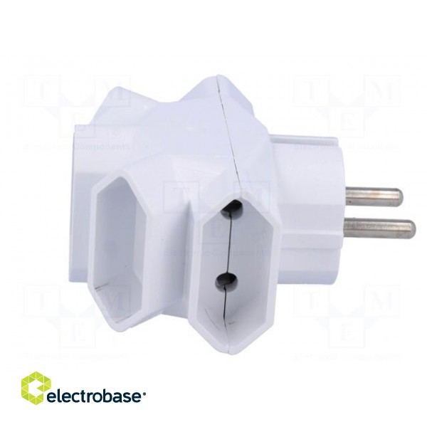 Connector: AC supply | splitter | 2P | 250VAC | 6A | Type: flat | white paveikslėlis 7
