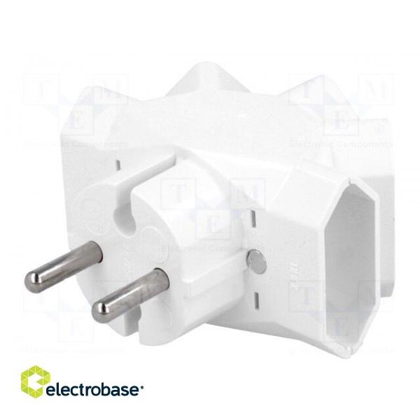 Connector: AC supply | splitter | 2P | 250VAC | 6A | Type: flat | white paveikslėlis 1