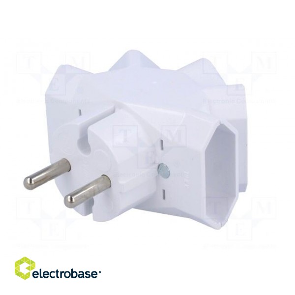 Connector: AC supply | splitter | 2P | 250VAC | 6A | Type: flat | white paveikslėlis 2
