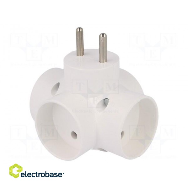 Connector: AC supply | splitter | 2P | Type: round | white paveikslėlis 1