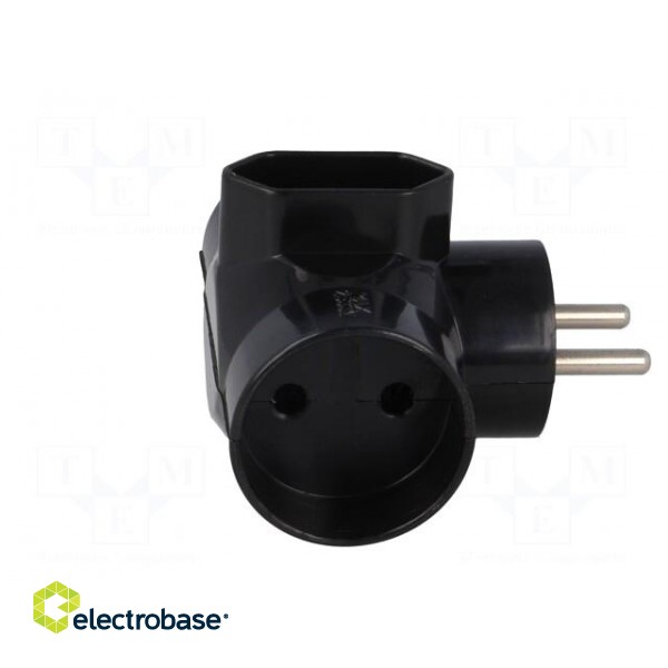 Connector: AC supply | splitter | 2P | Type: round,flat | black фото 7