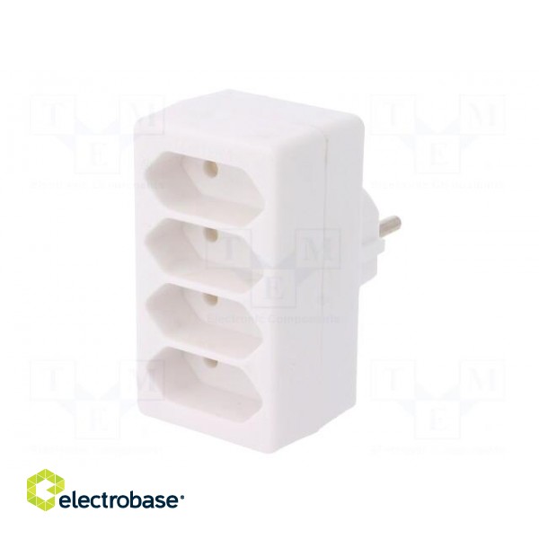 Connector: AC supply | splitter | 2P | Type: round,flat | white paveikslėlis 2