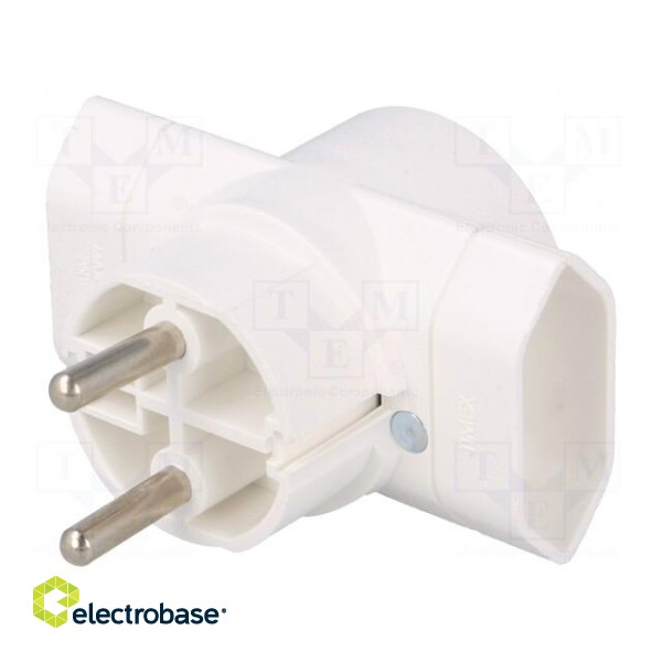 Connector: AC supply | splitter | 2P | Type: round,flat | white фото 1