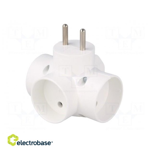 Connector: AC supply | splitter | 2P | Type: round,flat | white paveikslėlis 2