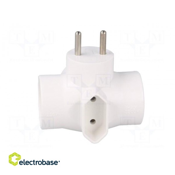 Connector: AC supply | splitter | 2P | Type: round,flat | white paveikslėlis 5