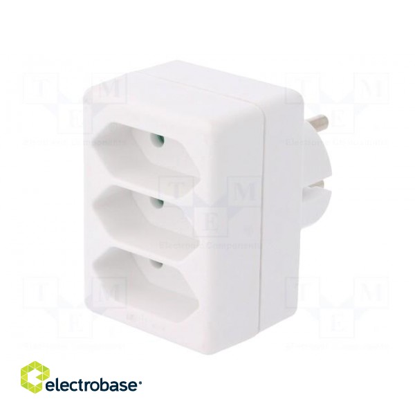 Connector: AC supply | splitter | 2P | Type: round,flat | white paveikslėlis 1