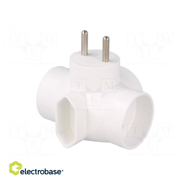 Connector: AC supply | splitter | 2P | Type: round,flat | white paveikslėlis 6