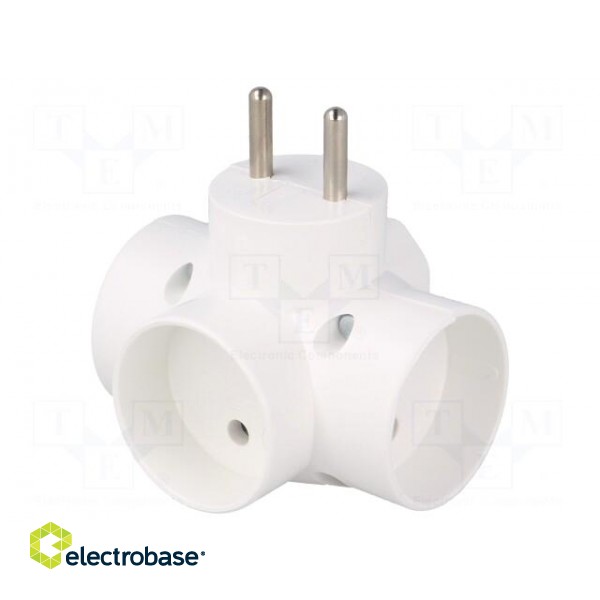 Connector: AC supply | splitter | 2P | Type: round,flat | white paveikslėlis 1