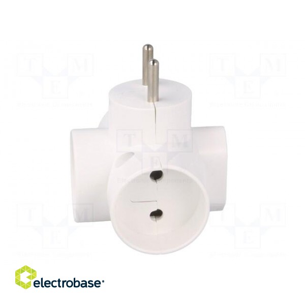 Connector: AC supply | splitter | 2P | Type: round,flat | white paveikslėlis 3