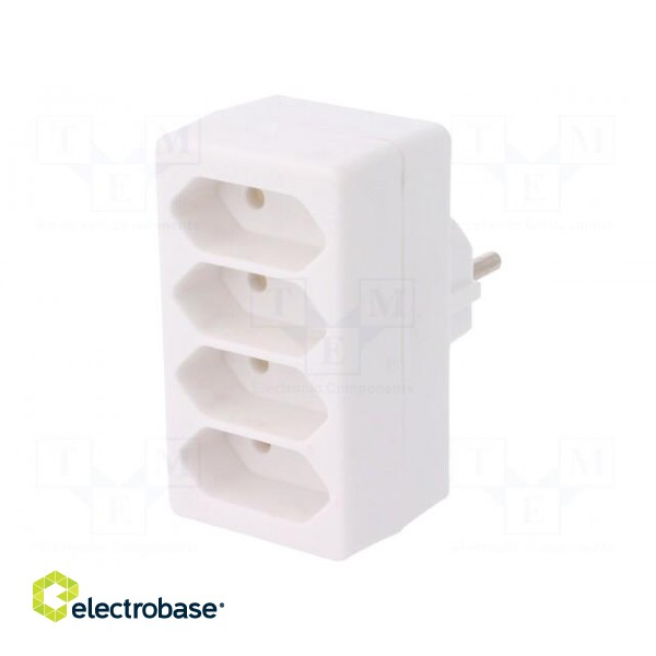 Connector: AC supply | splitter | 2P | Type: round,flat | white paveikslėlis 1