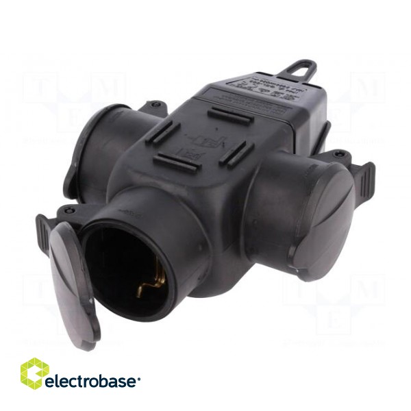 Connector: AC supply | socket | 2P+PE | 250VAC | 16A | black | for cable image 1