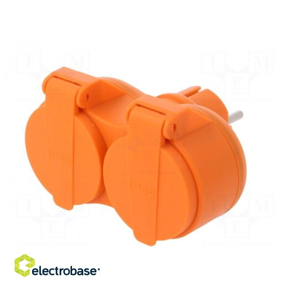 Connector: AC supply | splitter | 2P+PE | 250VAC | 16A | orange | IP44 image 2