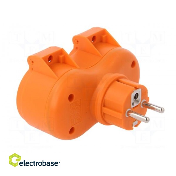 Connector: AC supply | splitter | 2P+PE | 250VAC | 16A | orange | IP44 image 4