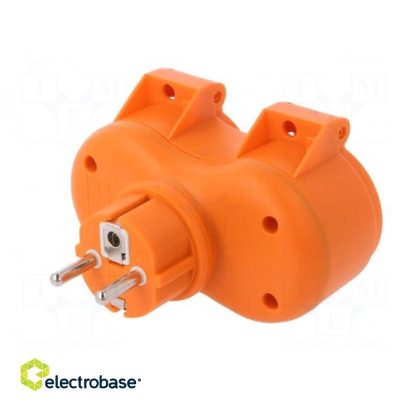 Connector: AC supply | splitter | 2P+PE | 250VAC | 16A | orange | IP44 image 6