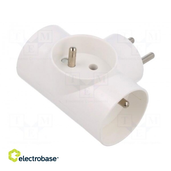 Connector: AC supply | splitter | 2P+PE | 250VAC | 16A | white фото 1