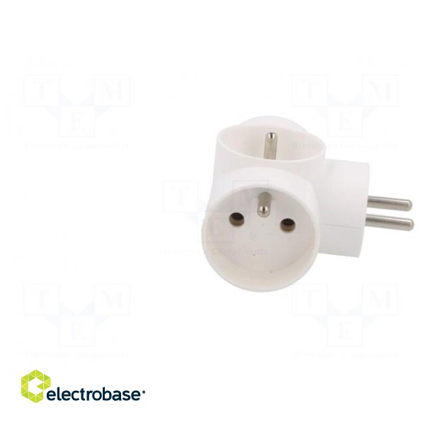 Connector: AC supply | splitter | 2P+PE | 250VAC | 16A | white фото 3