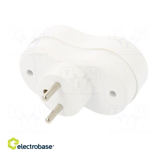 Connector: AC supply | splitter | 2P+PE | 250VAC | 16A | white image 6