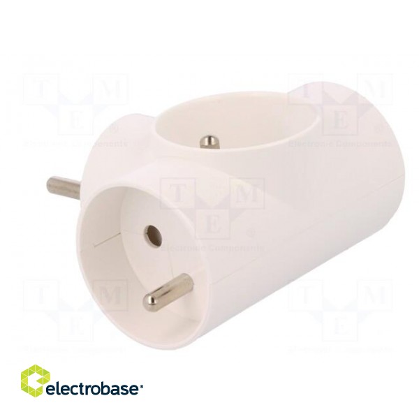 Connector: AC supply | splitter | 2P+PE | 250VAC | 16A | white image 4