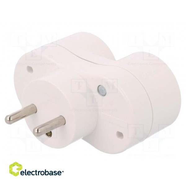 Connector: AC supply | splitter | 2P+PE | 250VAC | 16A | white paveikslėlis 1
