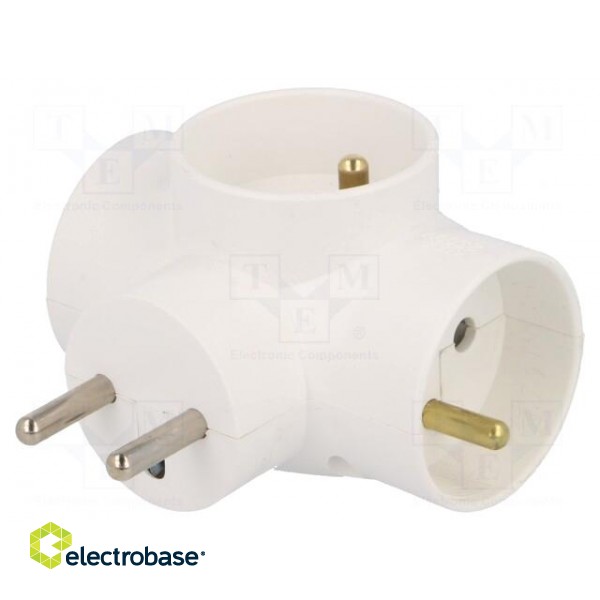 Connector: AC supply | splitter | 2P+PE | white | Output: 3x socket paveikslėlis 1