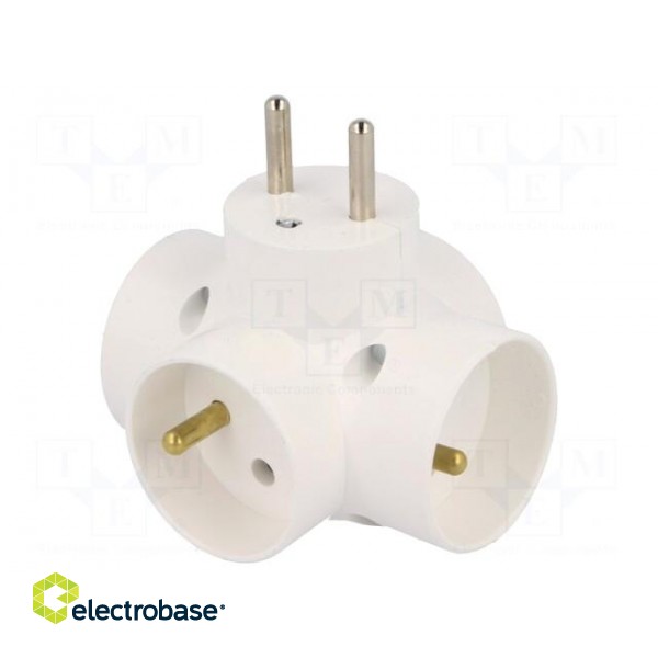 Connector: AC supply | splitter | 2P+PE | white | Output: 4x socket фото 1