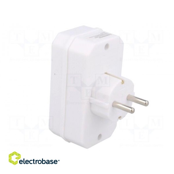 Plug socket strip: protective | Sockets: 3 | Colour: white paveikslėlis 4