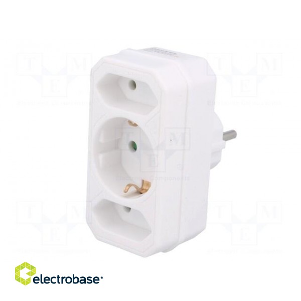 Plug socket strip: protective | Sockets: 3 | Colour: white paveikslėlis 2