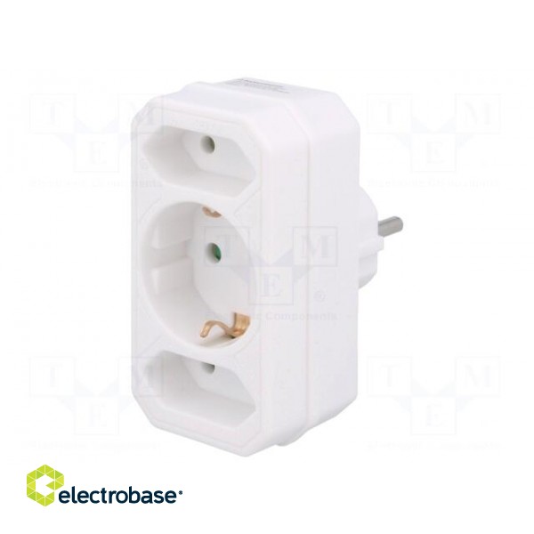 Plug socket strip: protective | Sockets: 3 | Colour: white paveikslėlis 1