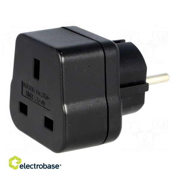 Transition: adapter | 2P+PE | 230VAC | 13A | Type: UK | black | PIN: 3 image 1
