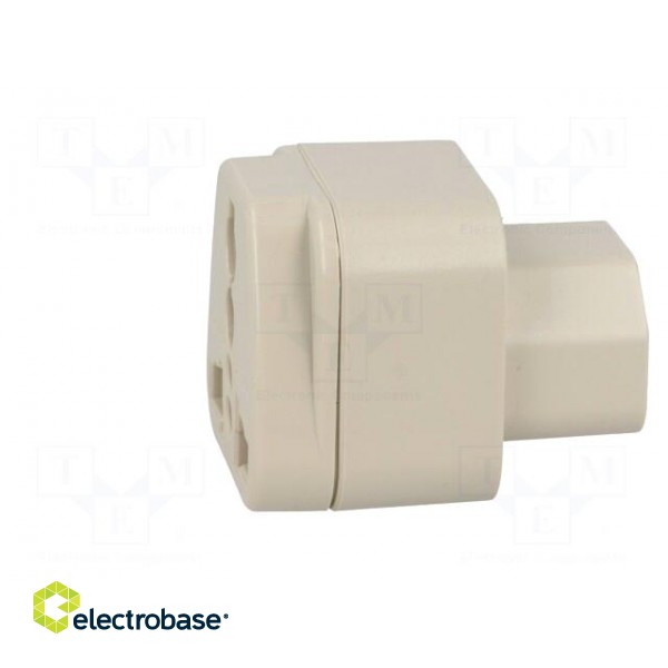Transition: adapter | 2P+PE | 250VAC | 10A | Type: C13 (F) | white | PIN: 3 image 3