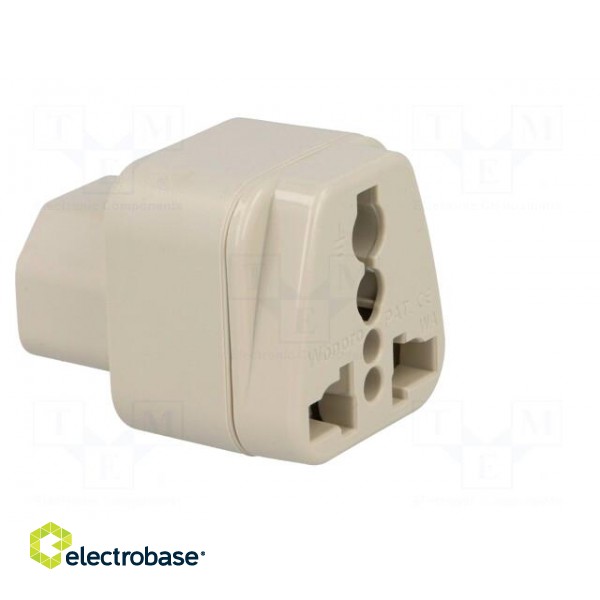 Transition: adapter | 2P+PE | 250VAC | 10A | Type: C13 (F) | white | PIN: 3 фото 8