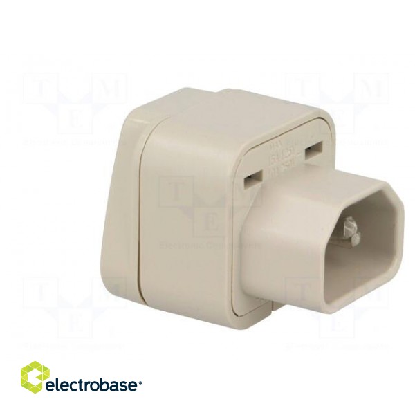 Transition: adapter | 2P+PE | 250VAC | 10A | Type: C13 (F) | white | PIN: 3 image 4
