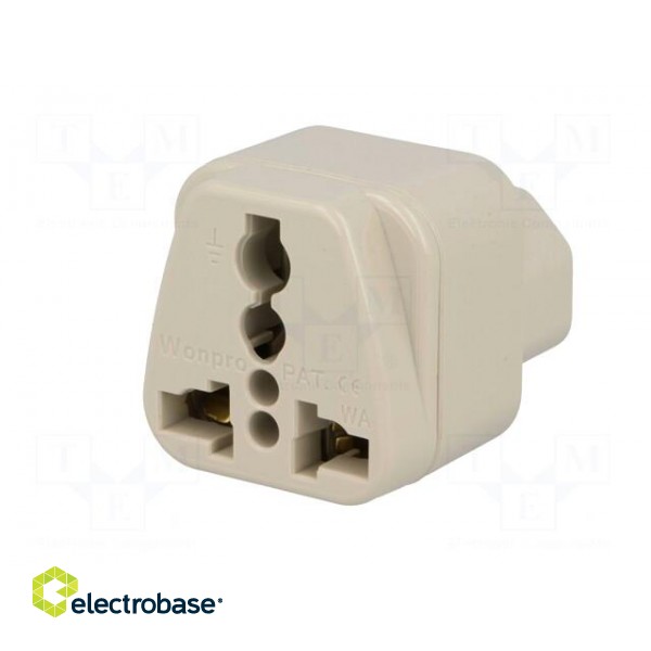 Transition: adapter | 2P+PE | 250VAC | 10A | Type: C13 (F) | white | PIN: 3 image 2