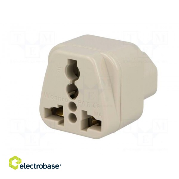 Transition: adapter | 2P+PE | 250VAC | 10A | Type: C13 (F) | white | PIN: 3 фото 2