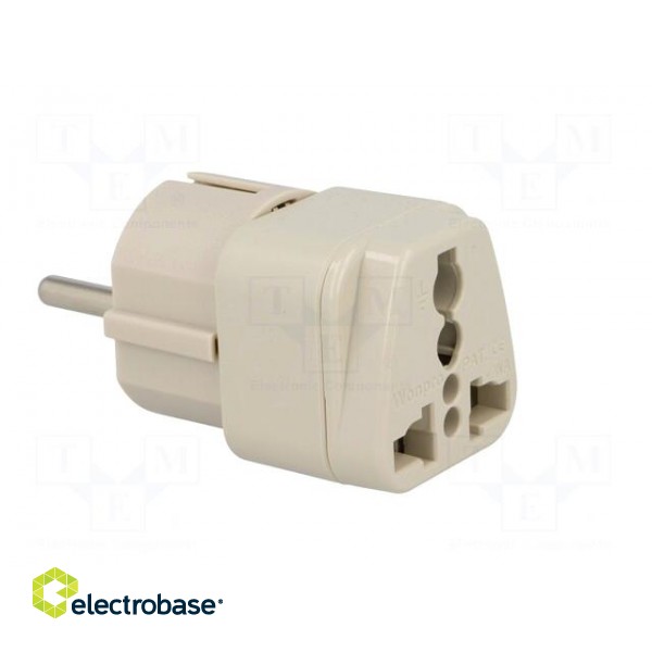 Transition: adapter | 2P+PE | 250VAC | 10A | Type: Uni-Schuko | white image 8