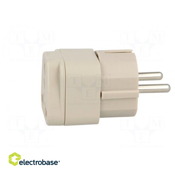 Transition: adapter | 2P+PE | 250VAC | 10A | Type: Uni-Schuko | white image 3