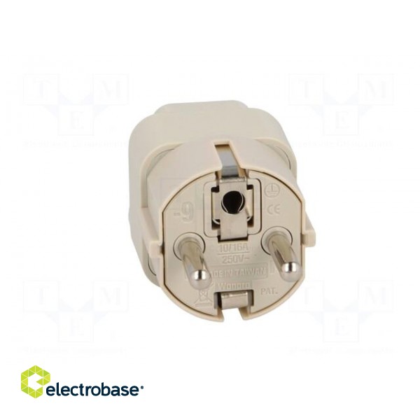 Transition: adapter | 2P+PE | 250VAC | 10A | Type: Uni-Schuko | white image 5