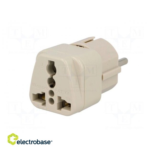 Transition: adapter | 2P+PE | 250VAC | 10A | Type: Uni-Schuko | white image 2