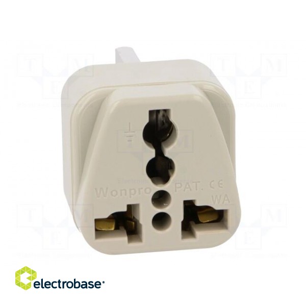 Transition: adapter | 2P+PE | 250VAC | 13A | Type: UK | white | PIN: 3 image 9
