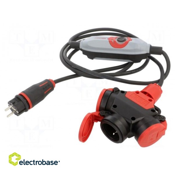 Transition: adapter cable | 2P+PE | 230VAC | 16A | PIN: 3