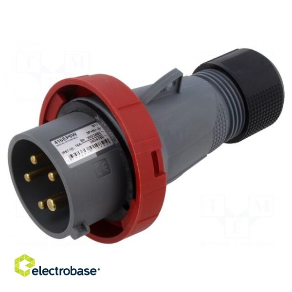 Connector: AC supply 3-phase | plug | male | 16A | 415VAC | IEC 60309