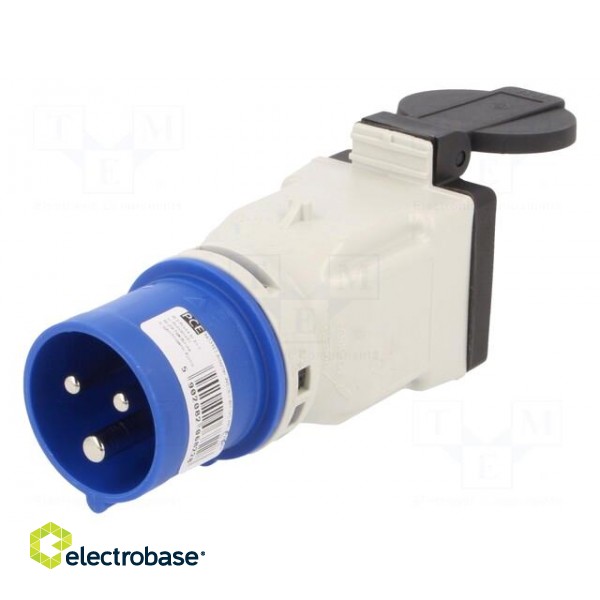 Connector: AC supply | adapter | male/female | 16A | 230VAC | IEC 60309 image 1