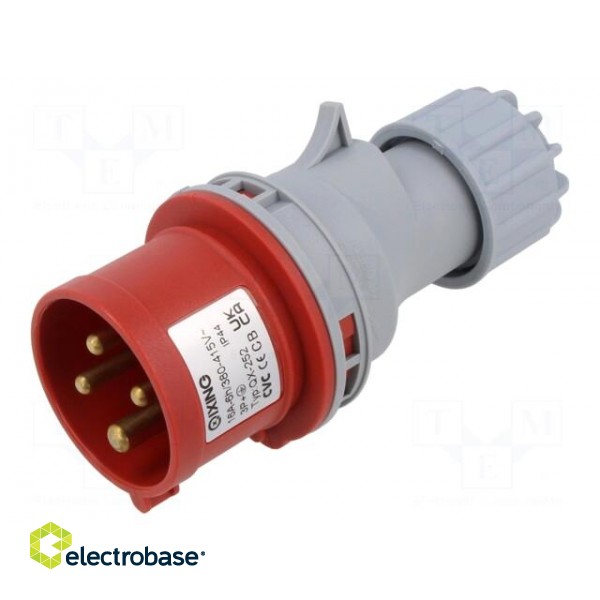 Connector: AC supply | plug | male | 16A | IEC 60309 | IP44 | PIN: 4 | 400V